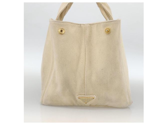 PRADA Canapa GM Borsa a mano in tela avorio oro Auth ka3683 D'oro Crudo - vista 4