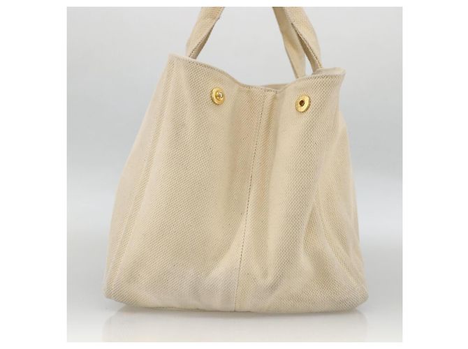 PRADA Canapa GM Borsa a mano in tela avorio oro Auth ka3683 D'oro Crudo - vista 5