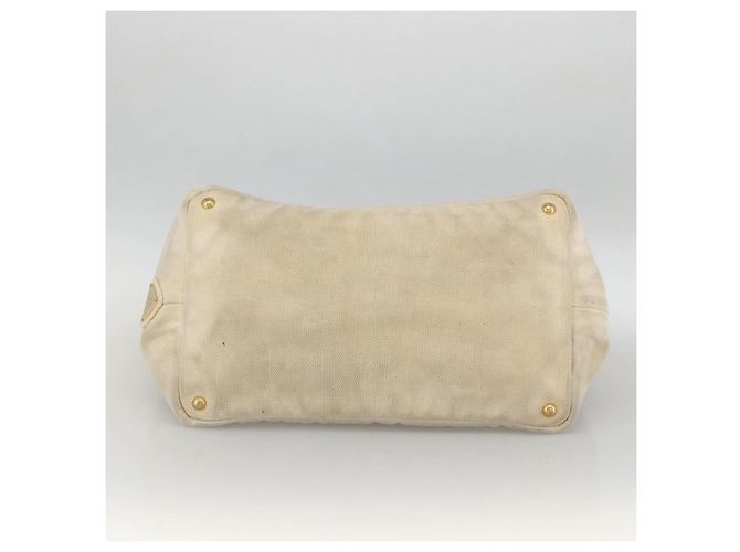 PRADA Canapa GM Borsa a mano in tela avorio oro Auth ka3683 D'oro Crudo - vista 9