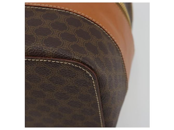 Céline CELINE Macadam Canvas Vanity Hand Bag PVC Leather Brown Gold Auth YKZ1479A Golden - view 10