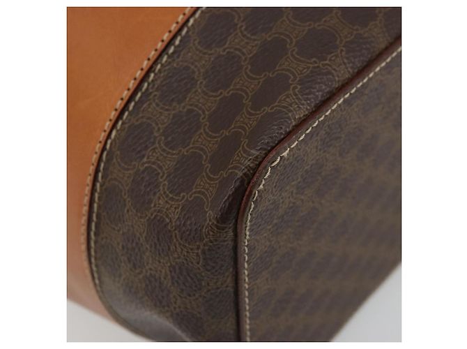 Céline CELINE Macadam Canvas Vanity Hand Bag PVC Leather Brown Gold Auth YKZ1479A Golden - view 11