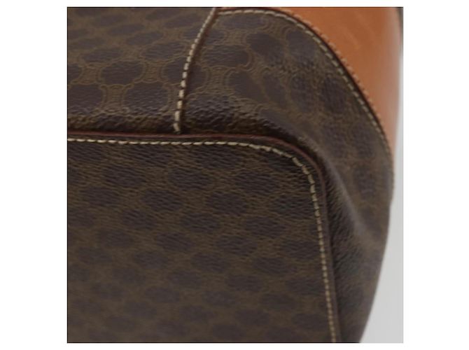 Céline CELINE Macadam Canvas Vanity Hand Bag PVC Leather Brown Gold Auth YKZ1479A Golden - view 12