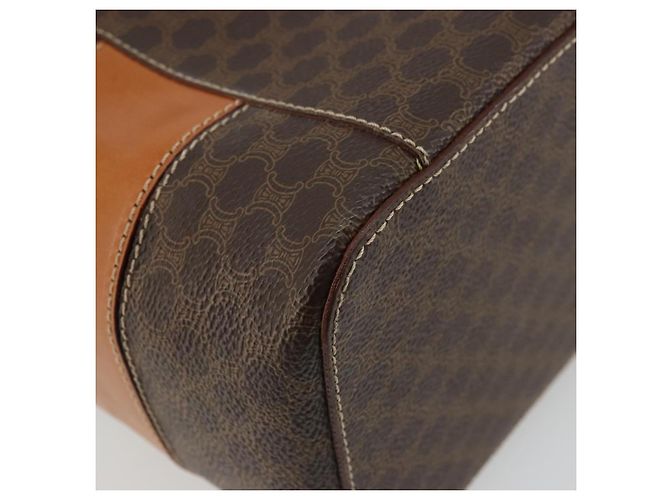 Céline CELINE Macadam Canvas Vanity Hand Bag PVC Leather Brown Gold Auth YKZ1479A Golden - view 13