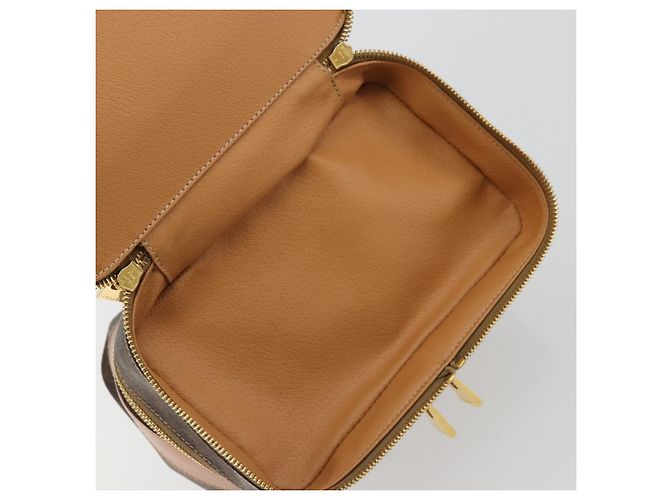 Céline CELINE Macadam Canvas Vanity Hand Bag PVC Leather Brown Gold Auth YKZ1479A Golden - view 16