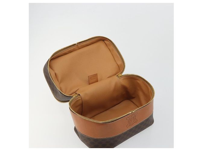 Céline CELINE Macadam Canvas Vanity Hand Bag PVC Leather Brown Gold Auth YKZ1479A Golden - view 19