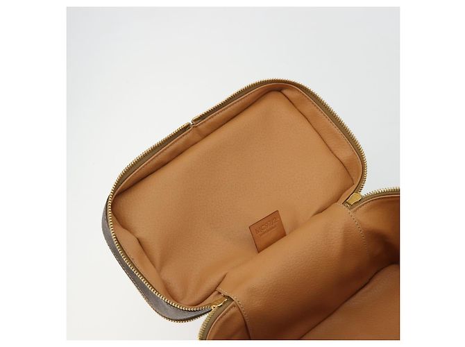 Céline CELINE Macadam Canvas Vanity Hand Bag PVC Leather Brown Gold Auth YKZ1479A Golden - view 20