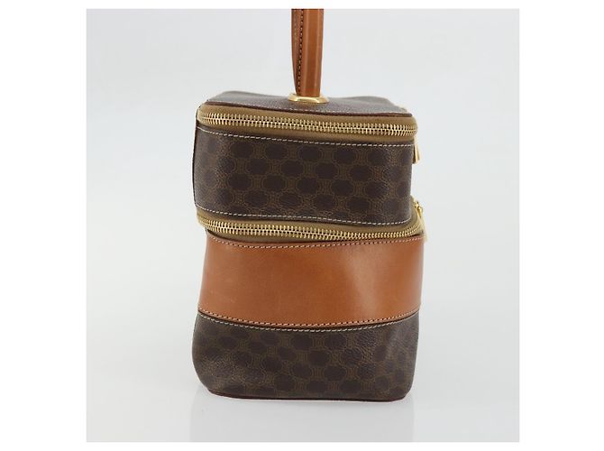 Céline CELINE Macadam Canvas Vanity Hand Bag PVC Leather Brown Gold Auth YKZ1479A Golden - view 4