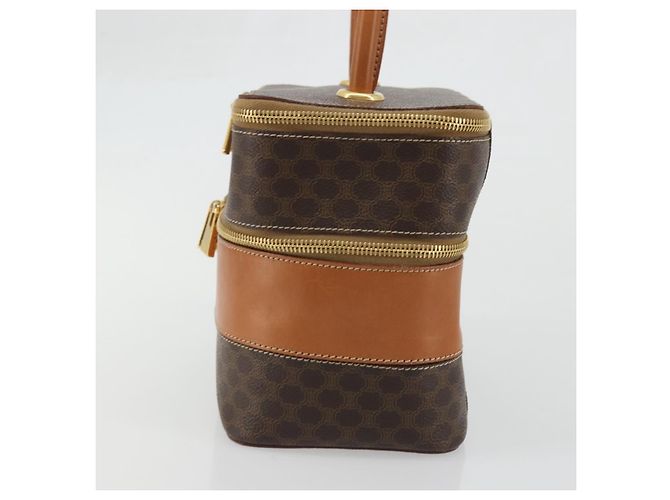 Céline CELINE Macadam Canvas Vanity Hand Bag PVC Leather Brown Gold Auth YKZ1479A Golden - view 5