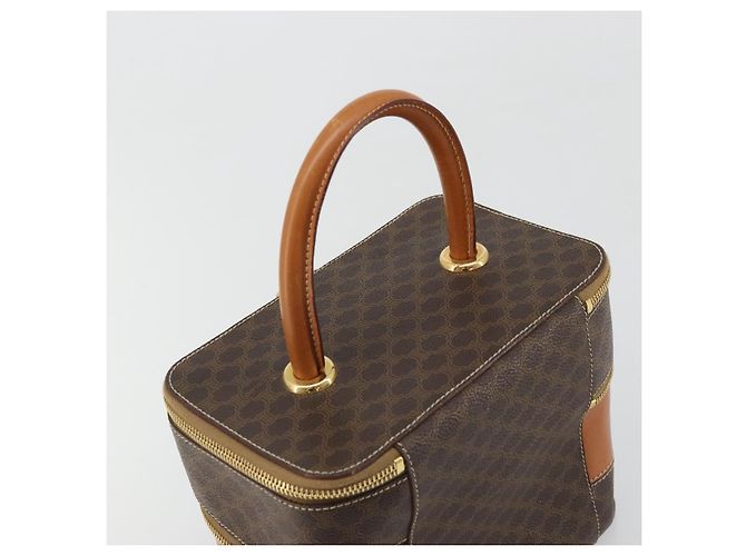 Céline CELINE Macadam Canvas Vanity Hand Bag PVC Leather Brown Gold Auth YKZ1479A Golden - view 6
