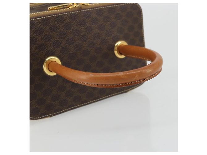 Céline CELINE Macadam Canvas Vanity Hand Bag PVC Leather Brown Gold Auth YKZ1479A Golden - view 7