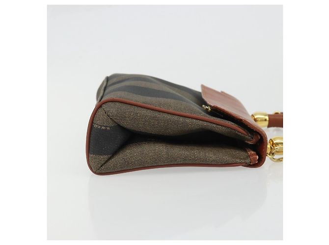Pequin FENDI Pecan Canvas Handtasche PVC 2-Wege Schwarz Braun Auth INZ095 - Ansicht 4