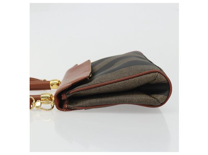 Pequin FENDI Pecan Canvas Handtasche PVC 2-Wege Schwarz Braun Auth INZ095 - Ansicht 5