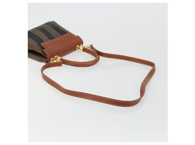 Pequin FENDI Pecan Canvas Handtasche PVC 2-Wege Schwarz Braun Auth INZ095 - Ansicht 9