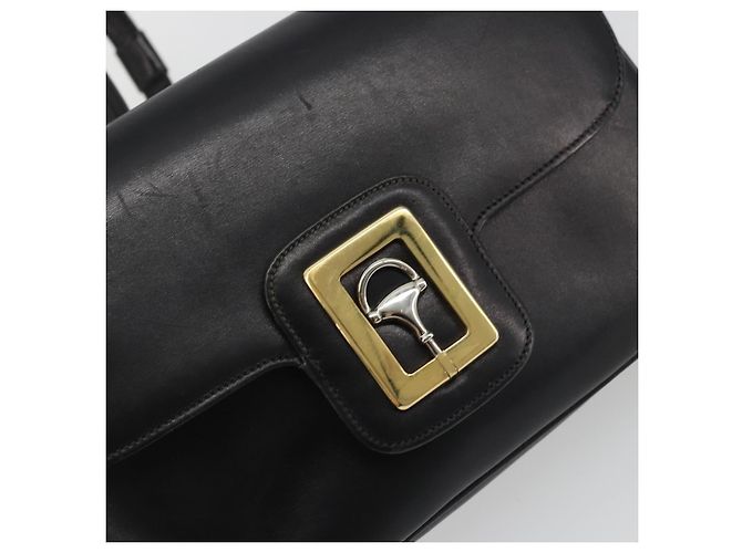 Borsa a Spalla Horsebit in Pelle Gucci Oro Nero Auth INZ099 D'oro - vista 15