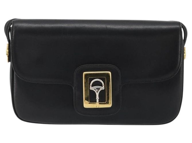 Borsa a Spalla Horsebit in Pelle Gucci Oro Nero Auth INZ099 D'oro - vista 2