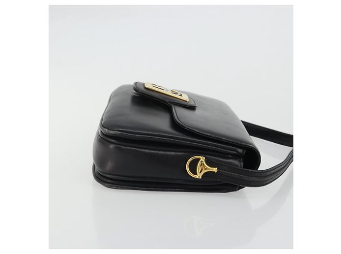 Borsa a Spalla Horsebit in Pelle Gucci Oro Nero Auth INZ099 D'oro - vista 6