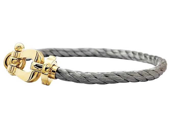 Bracciale Fred, 'Forza 10', oro giallo, acciaio. - vista 3