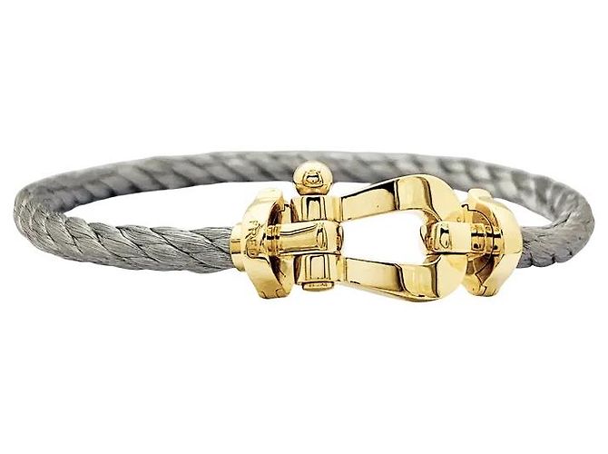 Bracciale Fred, 'Forza 10', oro giallo, acciaio. - vista 4