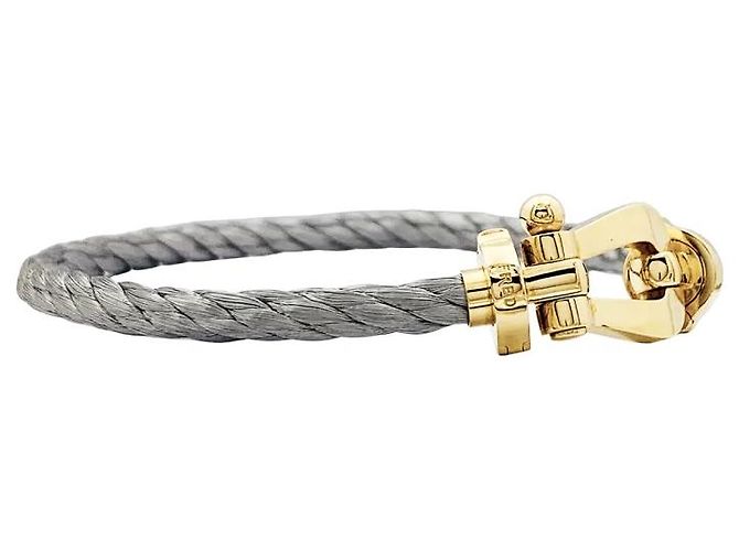 Bracciale Fred, 'Forza 10', oro giallo, acciaio. - vista 5