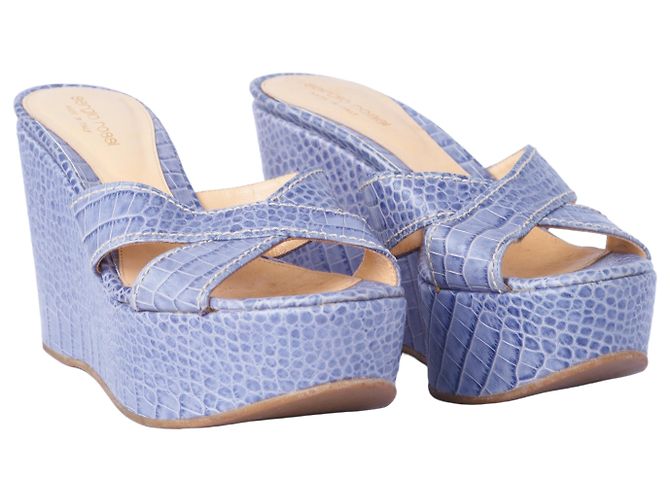 Wedge in pelle Sergio Rossi Blu Marrone chiaro - vista 2