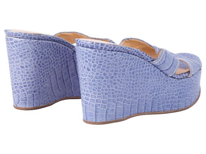 Wedge in pelle Sergio Rossi Blu Marrone chiaro - vista 3