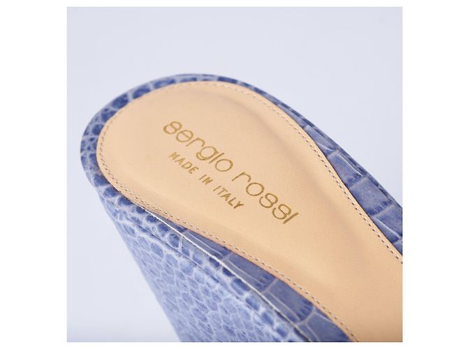 Wedge in pelle Sergio Rossi Blu Marrone chiaro - vista 4