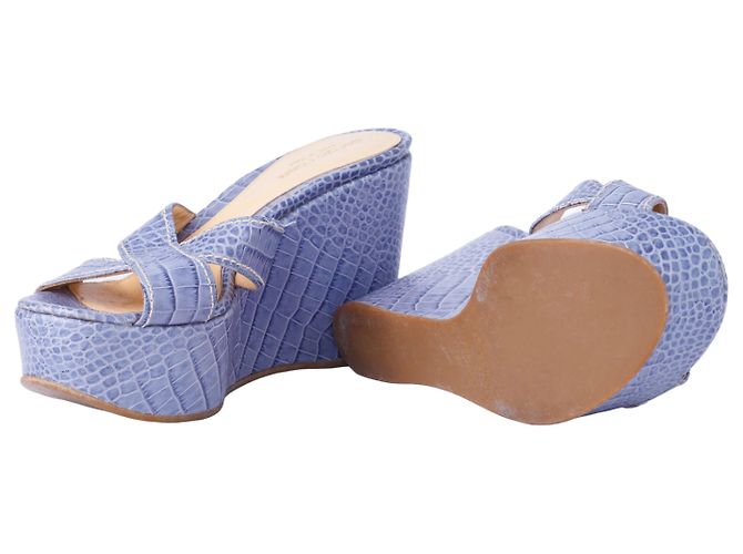 Wedge in pelle Sergio Rossi Blu Marrone chiaro - vista 7