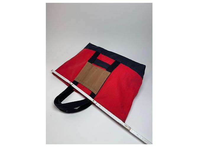 Vintage Marni Canvas Tote Bag Rot Schwarz Braun - Ansicht 11