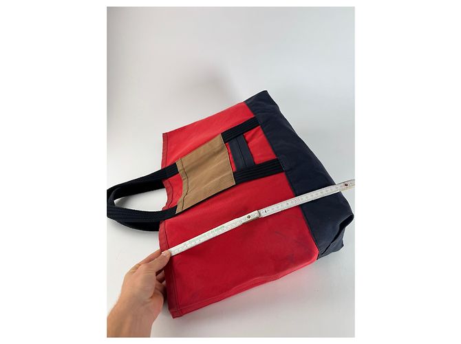 Vintage Marni Canvas Tote Bag Rot Schwarz Braun - Ansicht 12