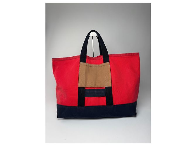 Vintage Marni Canvas Tote Bag Rot Schwarz Braun - Ansicht 13