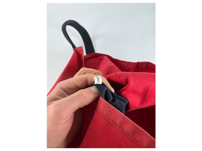 Vintage Marni Canvas Tote Bag Rot Schwarz Braun - Ansicht 4