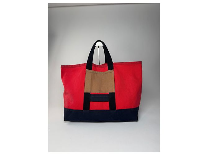 Vintage Marni Canvas Tote Bag Rot Schwarz Braun - Ansicht 5