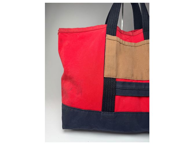 Vintage Marni Canvas Tote Bag Rot Schwarz Braun - Ansicht 7
