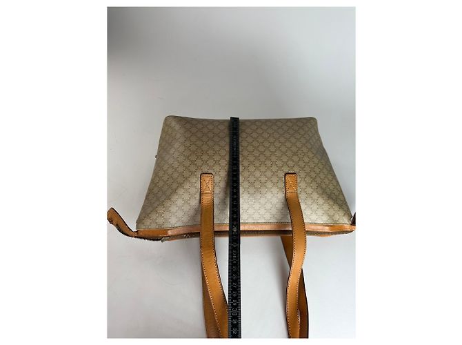 Triomphe Céline Vintage Celine Paris Monogramm Lederhandtasche Beige Braun - Ansicht 13