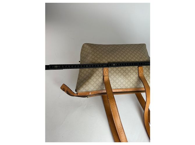Triomphe Céline Vintage Celine Paris Monogramm Lederhandtasche Beige Braun - Ansicht 14