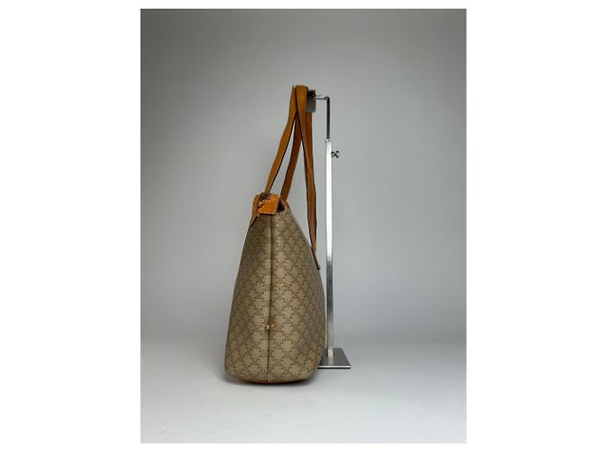 Triomphe Céline Vintage Celine Paris Monogramm Lederhandtasche Beige Braun - Ansicht 5