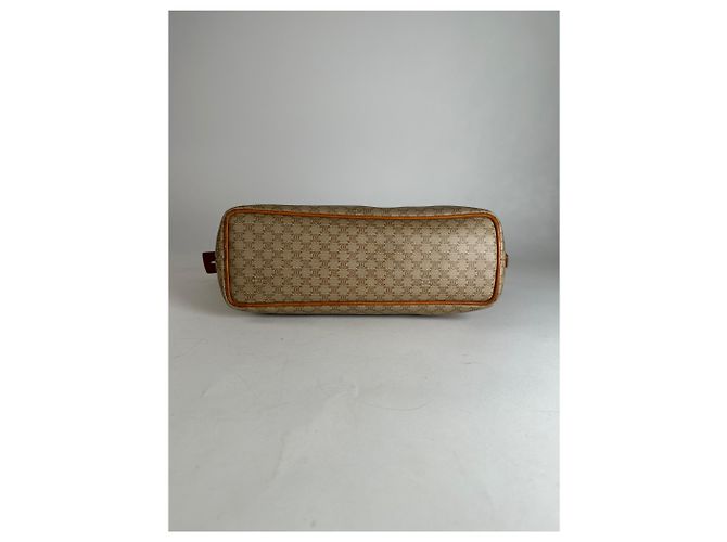 Triomphe Céline Vintage Celine Paris Monogramm Lederhandtasche Beige Braun - Ansicht 9