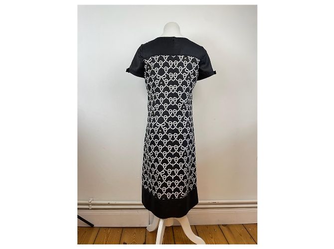 Vintage Courreges Abstraktes Kleid Schwarz Weiß M - Ansicht 14