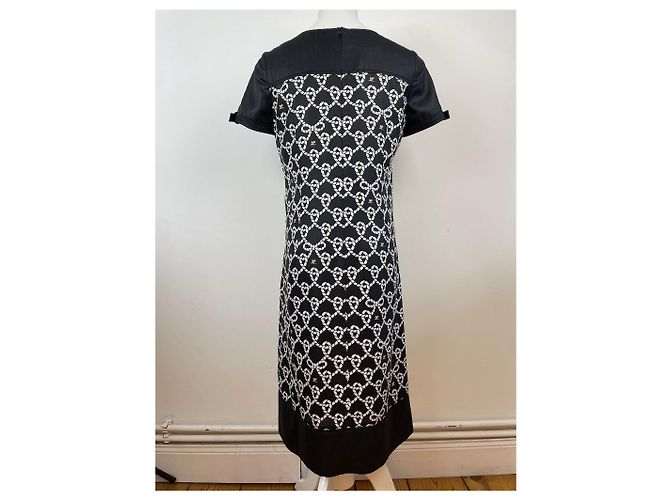 Vintage Courreges Abstraktes Kleid Schwarz Weiß M - Ansicht 3