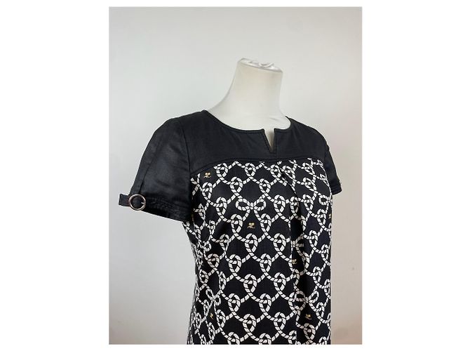 Vintage Courreges Abstraktes Kleid Schwarz Weiß M - Ansicht 4