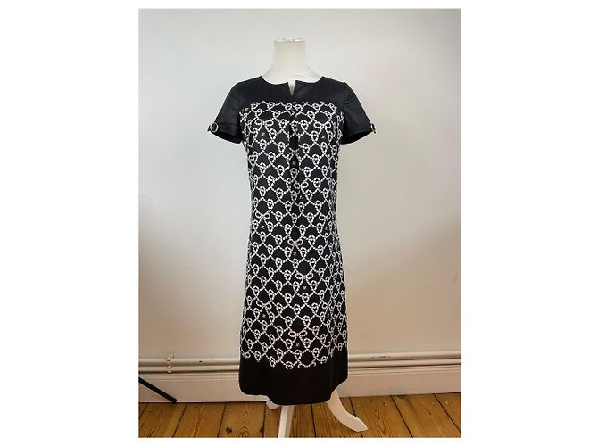 Vintage Courreges Abstraktes Kleid Schwarz Weiß M - Ansicht 5