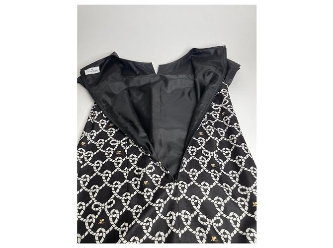 Vintage Courreges Abstraktes Kleid Schwarz Weiß M - Ansicht 9