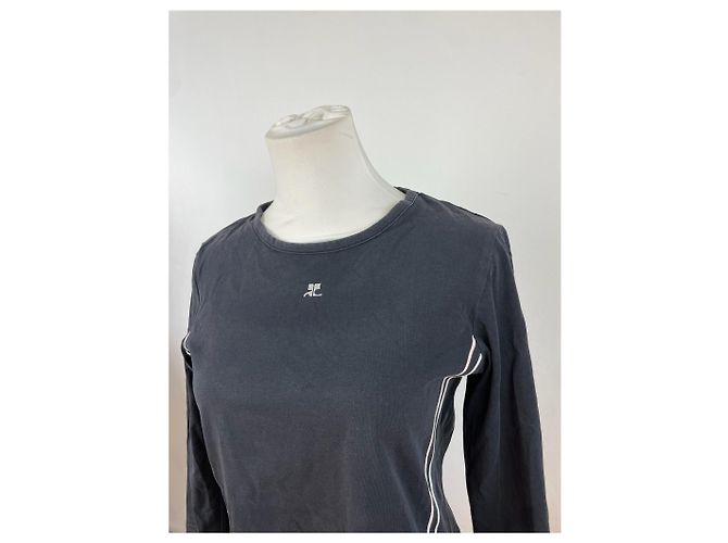Vintage Courreges Canvas Rundhals schwarz-weiß - Ansicht 10