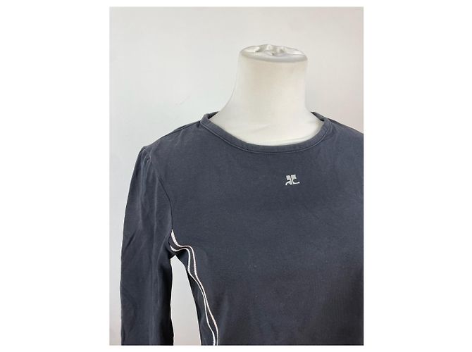 Vintage Courreges Canvas Rundhals schwarz-weiß - Ansicht 14