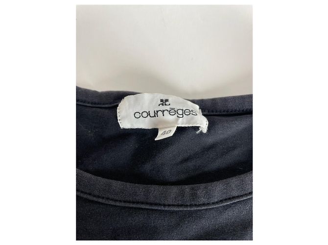 Vintage Courreges Canvas Rundhals schwarz-weiß - Ansicht 5