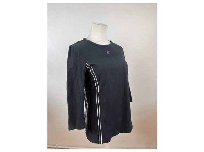 Vintage Courreges Canvas Rundhals schwarz-weiß - Ansicht 7