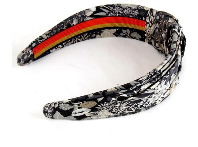 Hermès HERMES Fascia per Capelli in Seta Elsa Bloom in Nero - vista 2