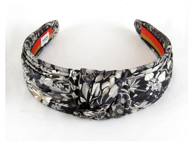 Hermès HERMES Fascia per Capelli in Seta Elsa Bloom in Nero - vista 3