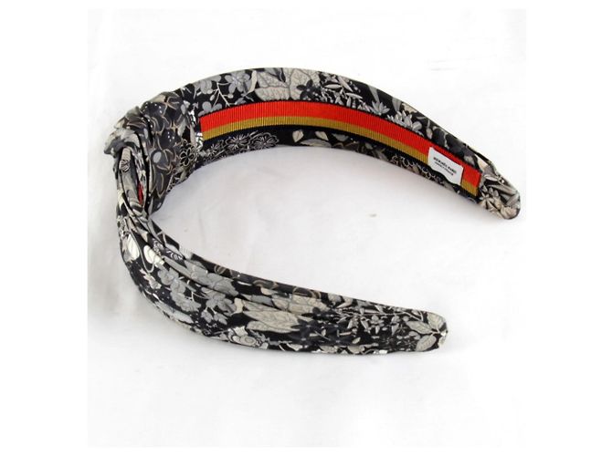 Hermès HERMES Fascia per Capelli in Seta Elsa Bloom in Nero - vista 4