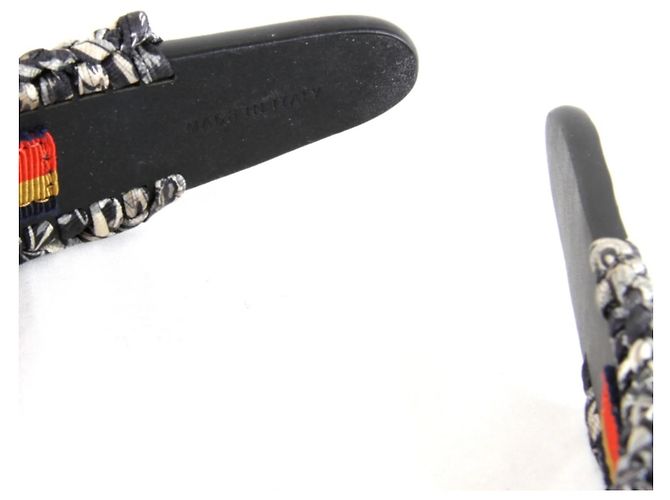 Hermès HERMES Fascia per Capelli in Pelle Intrecciata Elsa Bloom Nero - vista 4
